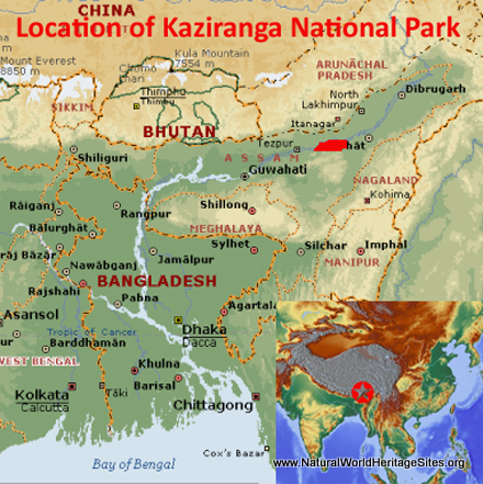 A map of Kaziranga National Park
