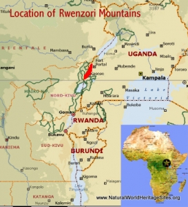 Rwenzori Mountains National Park Natural World Heritage Sites   Rwenzori Mountains National Park Location Map 273x300 