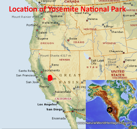 Yosemite National Park USA Location Map 